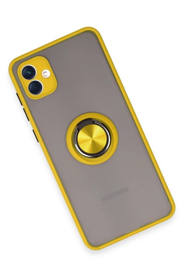 Samsung Galaxy A04 Kılıf Montreal Yüzüklü Si̇li̇kon Kapak - Sarı - Dropx9620-6034