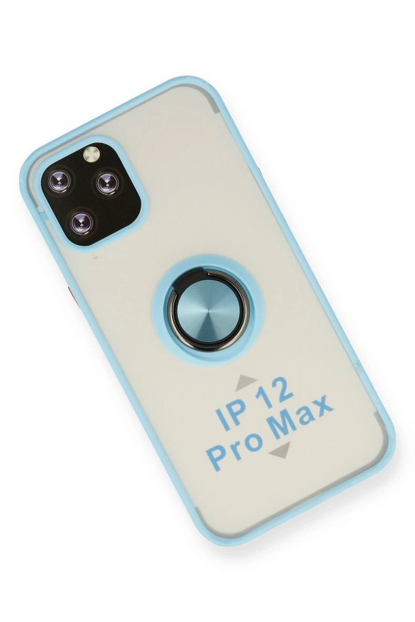 İphone 12 Pro Max Kılıf Montreal Yüzüklü Si̇li̇kon Kapak - Buz Mavi̇ - Dropx7722-6427