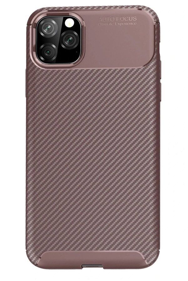 İphone 11 Pro Max Kılıf Auto Focus Karbon Kapak - Kahverengi̇ - Dropx3503-1009