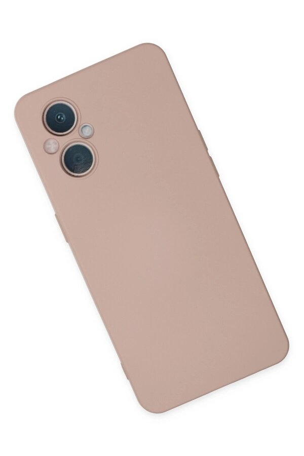 Oppo Reno 7 Li̇te Kılıf Nano İçi̇ Kadi̇fe Si̇li̇kon - Pudra - Dropx4454-3641