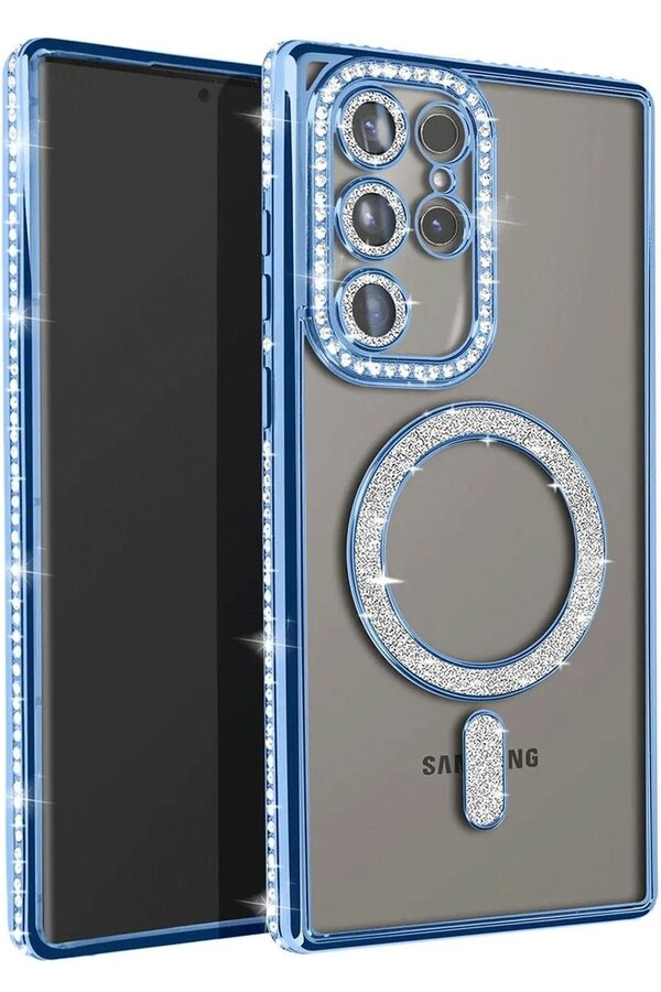CepteToptan Samsung Galaxy S25 Ultra Kılıf Joke Simli Magneticsafe Kılıf - Mavi - DROPX6905-1232