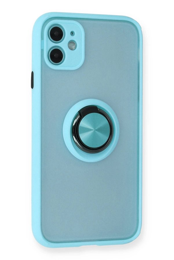 İphone 11 Kılıf Montreal Yüzüklü Si̇li̇kon Kapak - Buz Mavi̇ - Dropx2322-9234