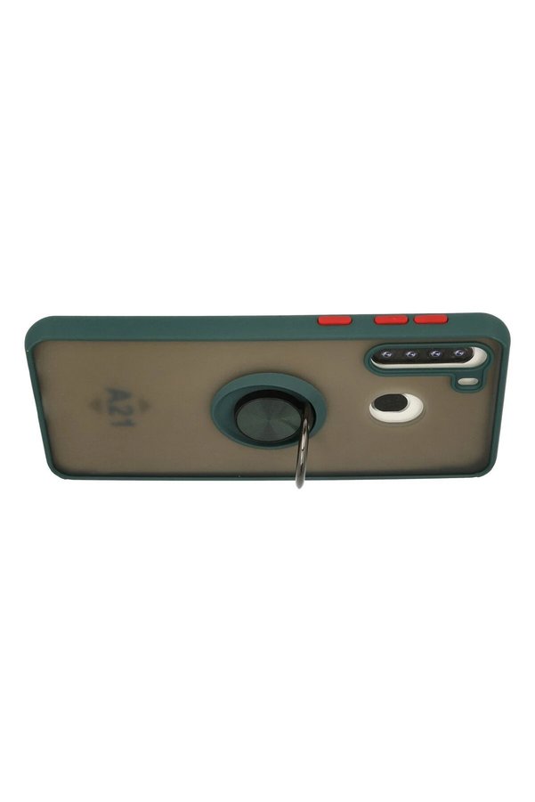 Samsung Galaxy A21 Kılıf Montreal Yüzüklü Si̇li̇kon Kapak - Yeşi̇l - Dropx1011-3904