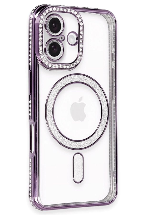 CepteToptan iPhone 16 Kılıf Joke Simli Magneticsafe Kılıf - Derin Mor - DROPX7997-5170