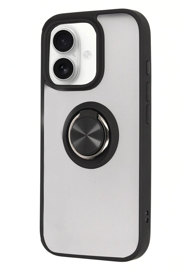 İphone 16 Kılıf Montreal Yüzüklü Si̇li̇kon Kapak - Si̇yah - Dropx9493-3213