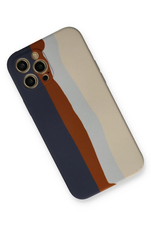 İphone 12 Pro Max Kılıf Ebruli̇ Lansman Si̇li̇kon - Laci̇vert-Krem - Dropx8481-7285
