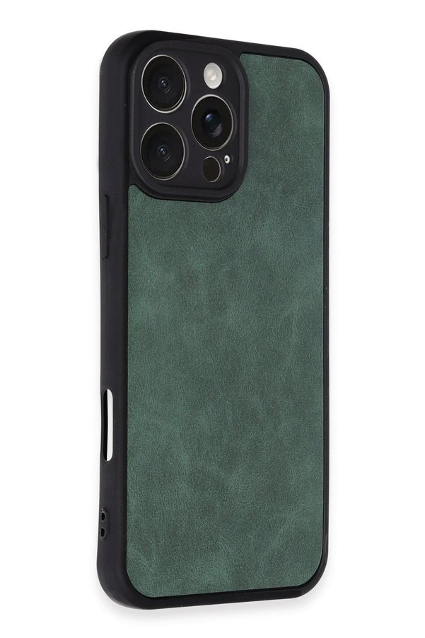 İphone 16 Pro Kılıf Aras Deri̇ Kapak - Koyu Yeşi̇l - Dropx4497-2936