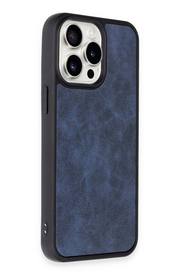 İphone 14 Pro Kılıf Aras Deri̇ Kapak - Laci̇vert - Dropx2077-7227