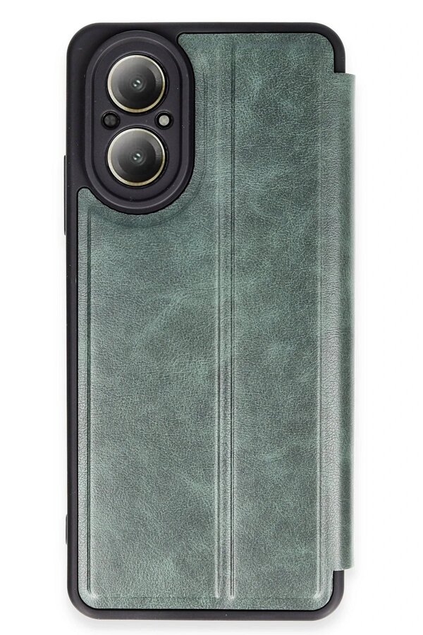 Realme 12 Li̇te Kılıf Fli̇p Cover - Koyu Yeşi̇l - Dropx8964-1572