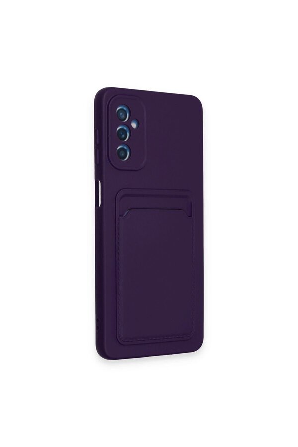 Samsung Galaxy A14 4G Kılıf Kelvi̇n Kartvi̇zi̇tli̇ Si̇li̇kon - Deri̇n Mor - Dropx8255-4013