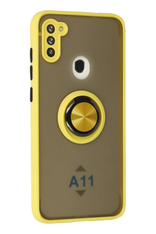 Samsung Galaxy A11 Kılıf Montreal Yüzüklü Si̇li̇kon Kapak - Sarı - Dropx4303-1467