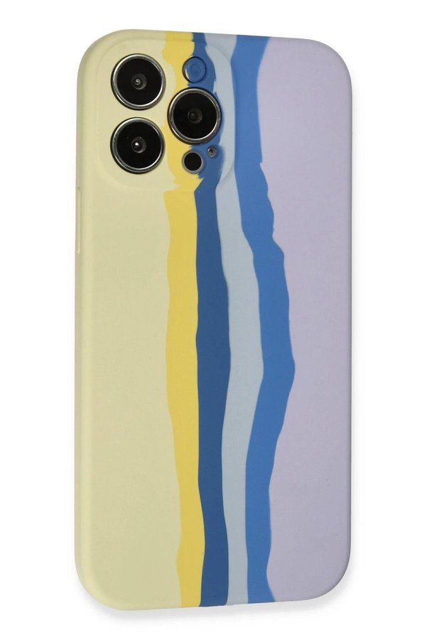 İphone 13 Pro Kılıf Ebruli̇ Lansman Si̇li̇kon - Sarı-Li̇la - Dropx1650-7880