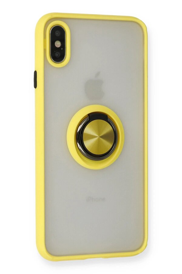 İphone X Kılıf Montreal Yüzüklü Si̇li̇kon Kapak - Sarı - Dropx5510-6018