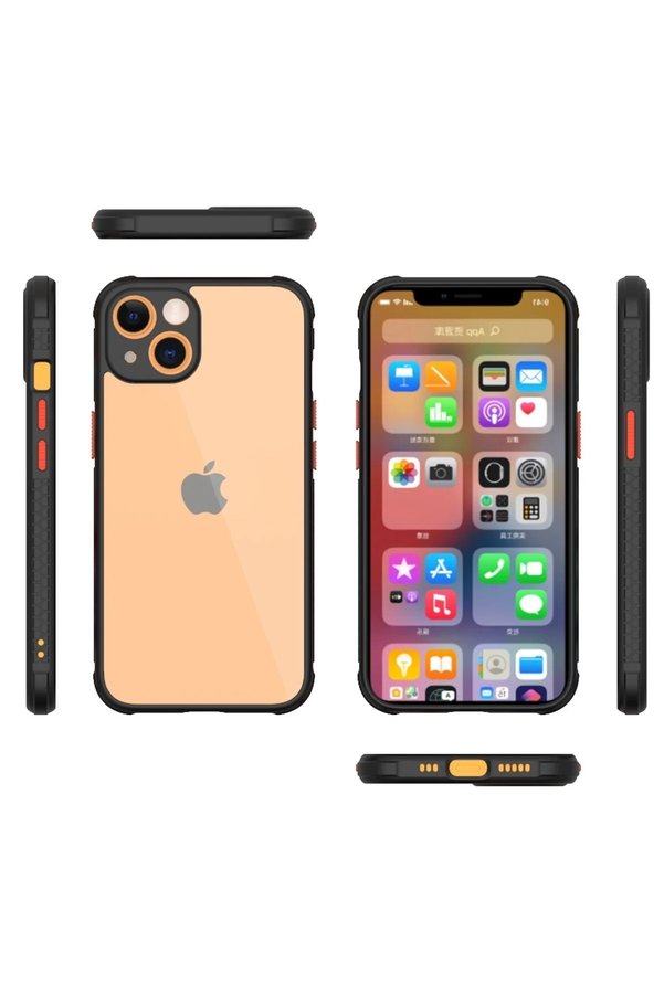 İphone 13 Mi̇ni̇ Kılıf Mi̇ami̇ Şeffaf Si̇li̇kon - Si̇yah - Dropx2043-4504