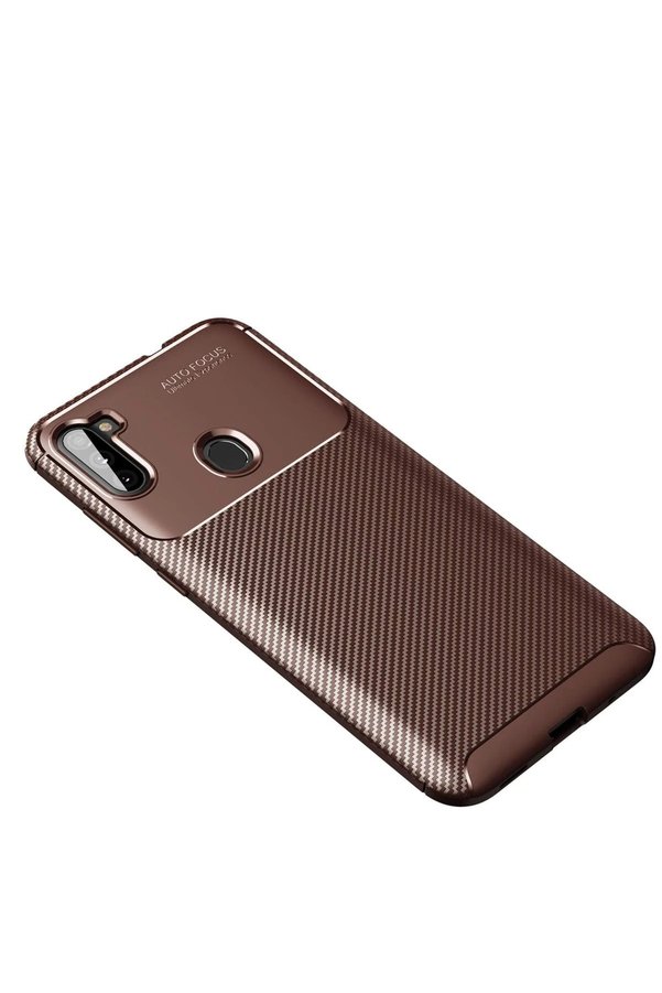 CepteToptan Samsung Galaxy A11 Kılıf Auto Focus Karbon Kapak - Kahverengi - DROPX2105-6407