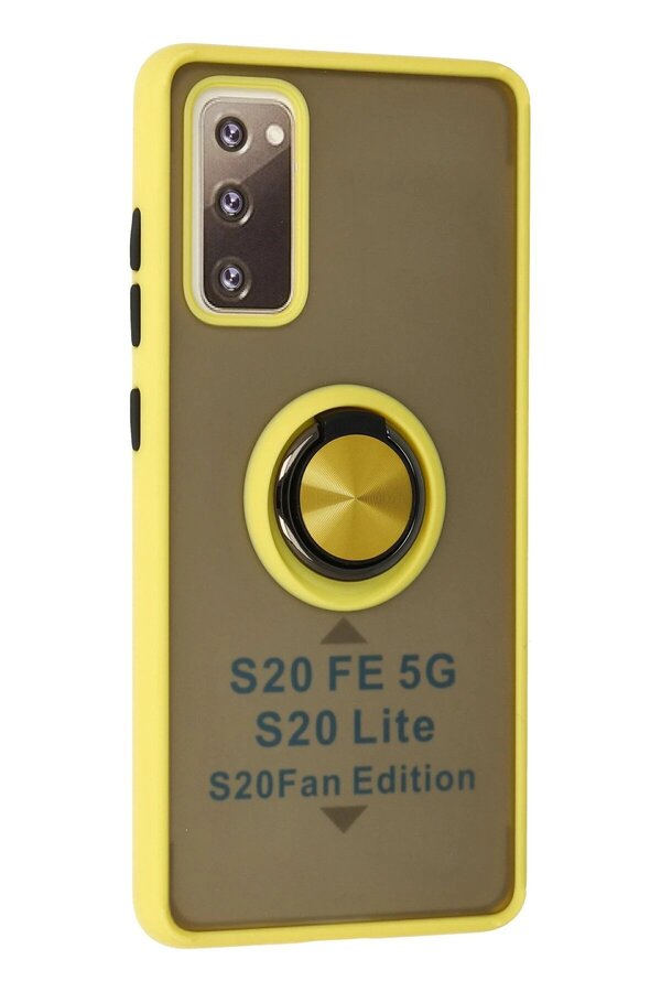 Samsung Galaxy S20 Fe Kılıf Montreal Yüzüklü Si̇li̇kon Kapak - Sarı - Dropx1197-3042