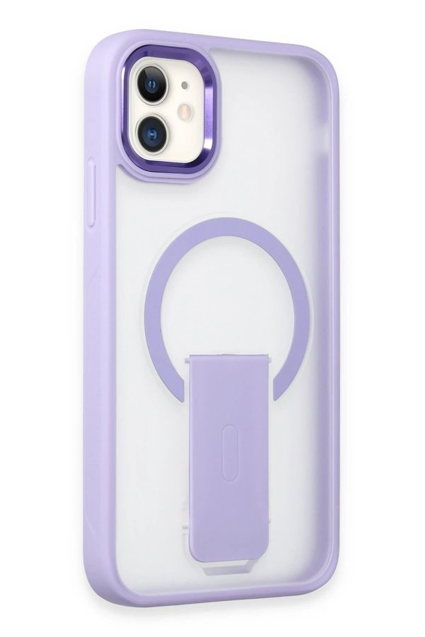 CepteToptan iPhone 12 Tork Magsafe Standlı Kapak - Lila - DROPX7236-9464