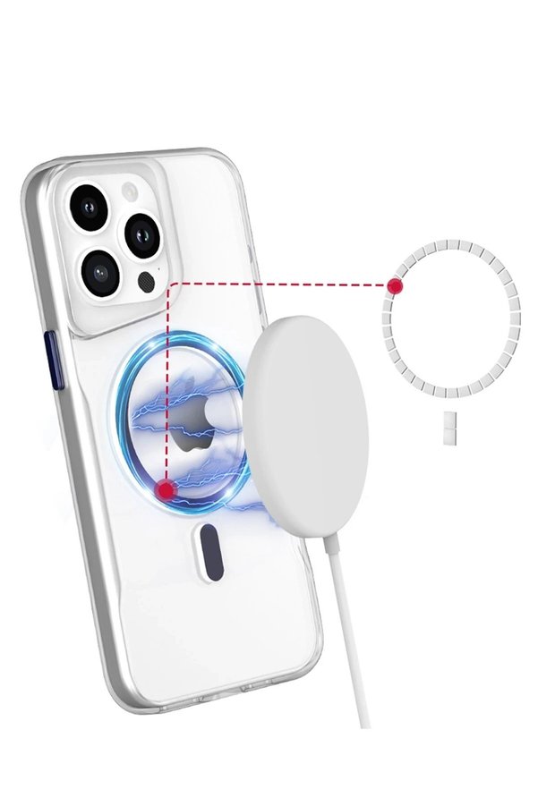 İphone 15 Pro Max Kılıf Pc Poso Magsafe Kapak - Şeffaf - Dropx6398-9819