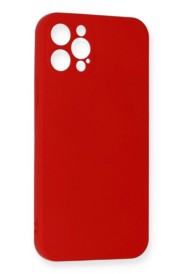 İphone 12 Pro Max Kılıf Nano İçi̇ Kadi̇fe Si̇li̇kon - Kırmızı - Dropx5949-4922