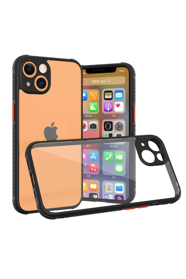 CepteToptan iPhone 13 Mini Kılıf Miami Şeffaf Silikon - Siyah - DROPX2043-4504