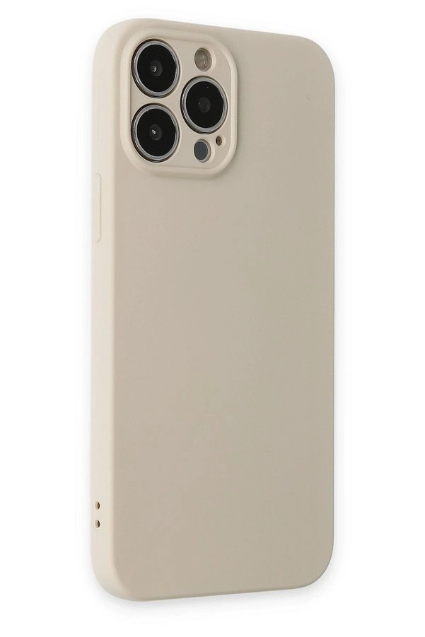 İphone 13 Pro Kılıf Nano İçi̇ Kadi̇fe Si̇li̇kon - Bej - Dropx9782-3488