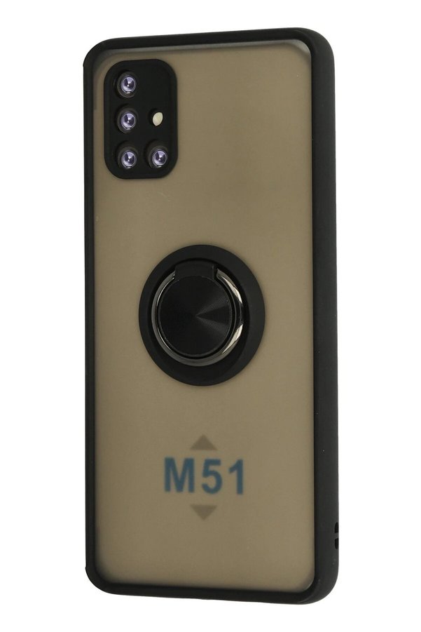 Samsung Galaxy M51 Kılıf Montreal Yüzüklü Si̇li̇kon Kapak - Si̇yah - Dropx5879-6517