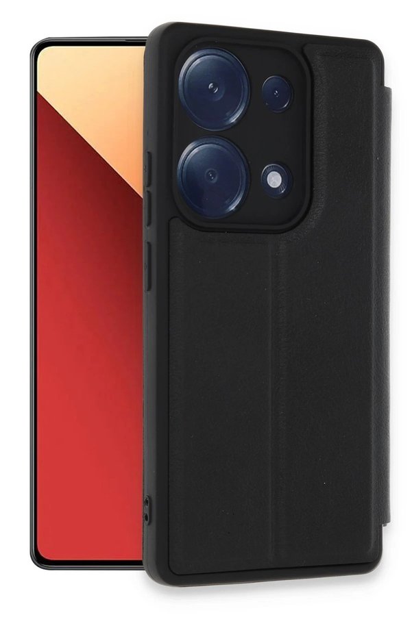 CepteToptan Xiaomi Redmi Note 13 Pro 4G Kılıf Flip Cover - Siyah - DROPX4438-7752