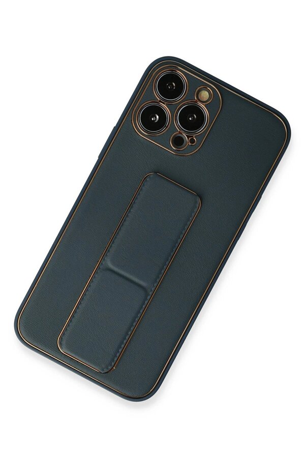 İphone 13 Pro Kılıf Coco Deri̇ Standlı Kapak - Mavi̇ - Dropx4570-6635
