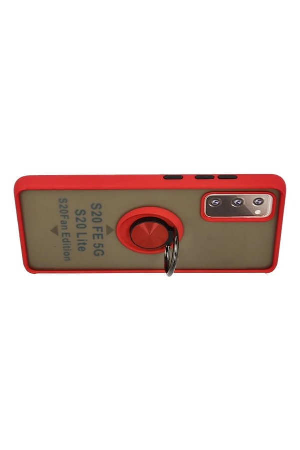Samsung Galaxy S20 Fe Kılıf Montreal Yüzüklü Si̇li̇kon Kapak - Kırmızı - Dropx1824-3172