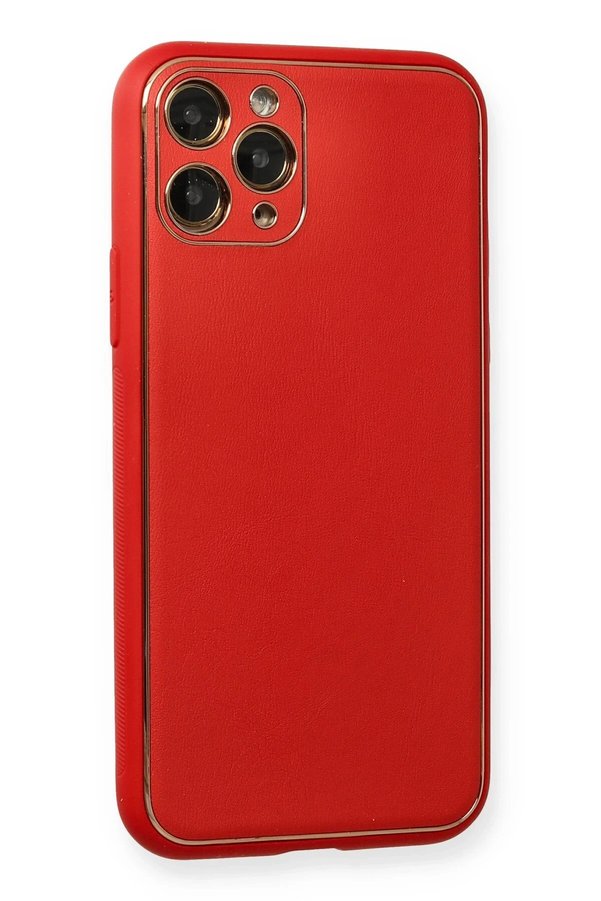 İphone 11 Pro Kılıf Coco Deri̇ Si̇li̇kon Kapak - Kırmızı - Dropx2711-2729