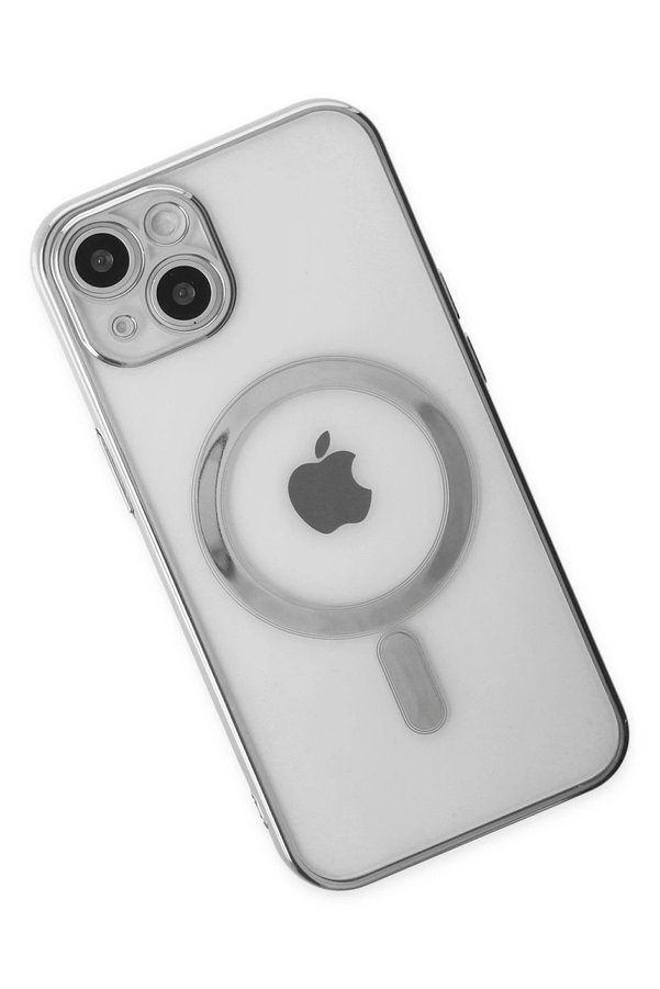 İphone 14 Plus Kılıf Magneti̇csafe Lazer Si̇li̇kon - Gümüş - Dropx4415-1163