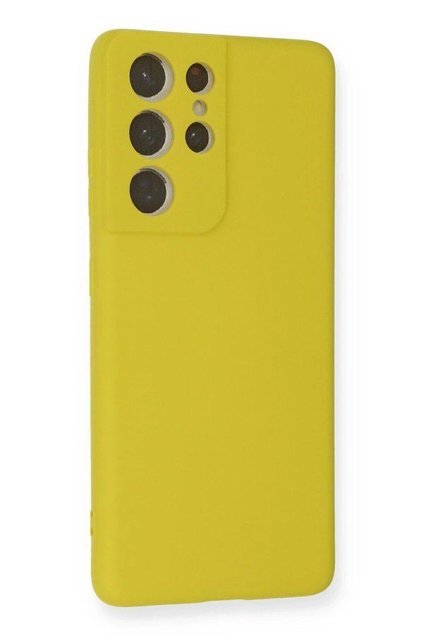 Samsung Galaxy S21 Ultra Kılıf Nano İçi̇ Kadi̇fe Si̇li̇kon - Sarı - Dropx7884-1911