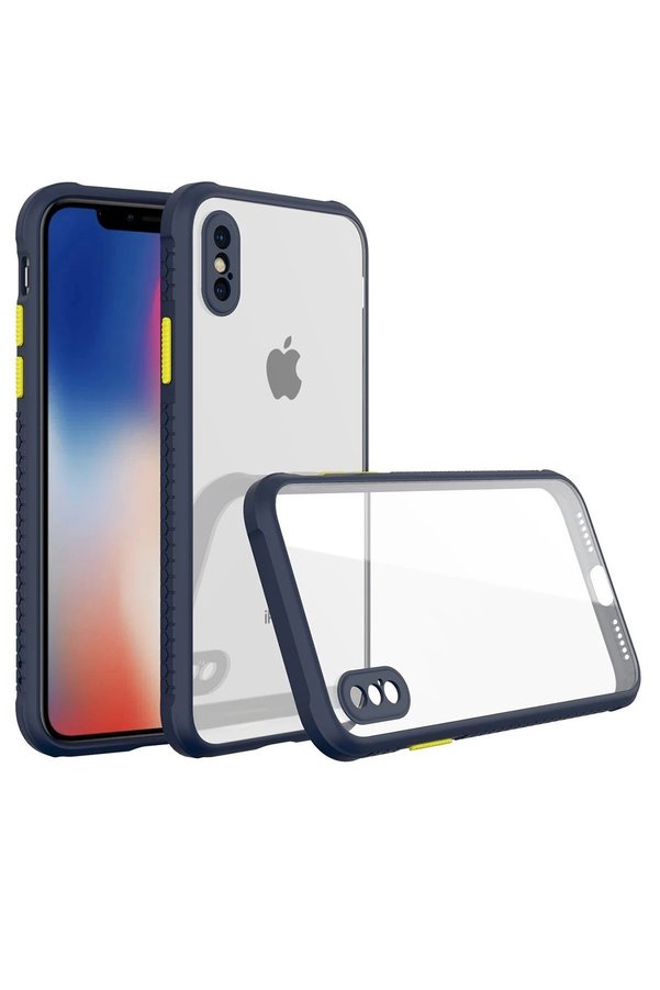 CepteToptan iPhone XS Max Kılıf Miami Şeffaf Silikon - Lacivert - DROPX8907-6509
