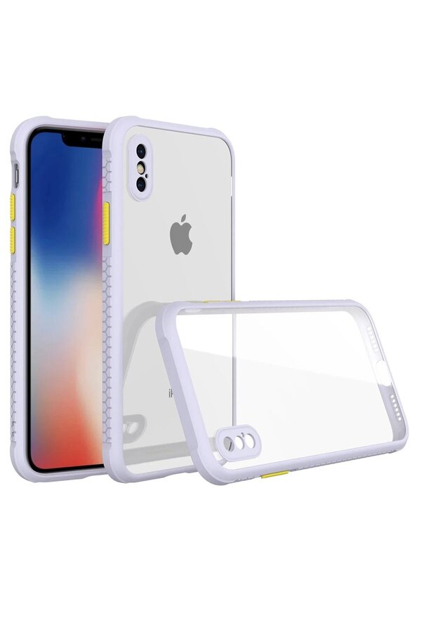 CepteToptan iPhone XS Max Kılıf Miami Şeffaf Silikon - Lila - DROPX8343-8681