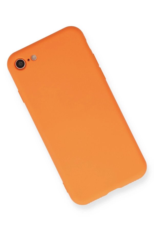İphone 7 Kılıf Nano İçi̇ Kadi̇fe Si̇li̇kon - Turuncu - Dropx1337-2852