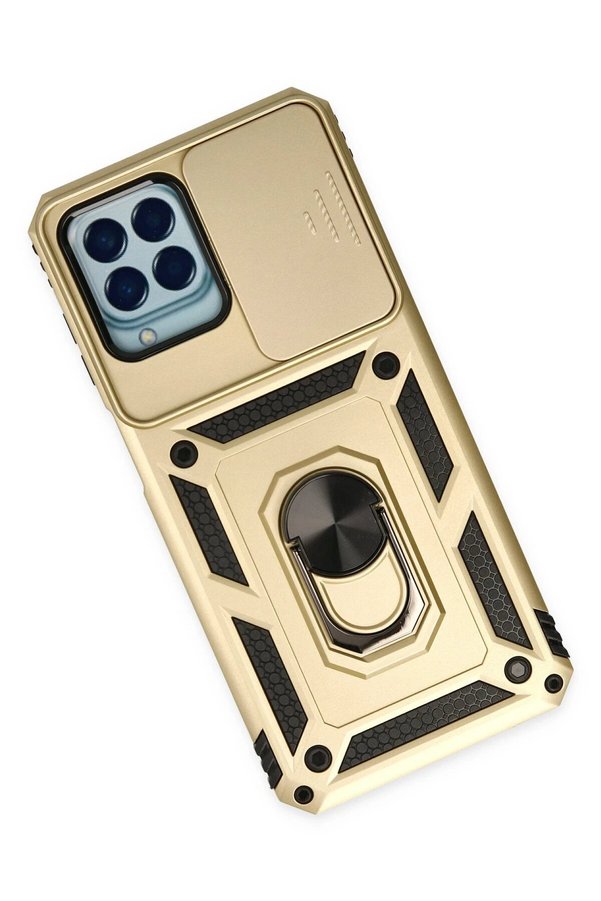 Samsung Galaxy M33 Kılıf Pars Lens Yüzüklü Si̇li̇kon - Gold - Dropx6863-9128