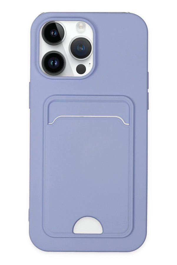 CepteToptan iPhone 14 Pro Kılıf Kelvin Kartvizitli Silikon - Lila - DROPX6313-4609