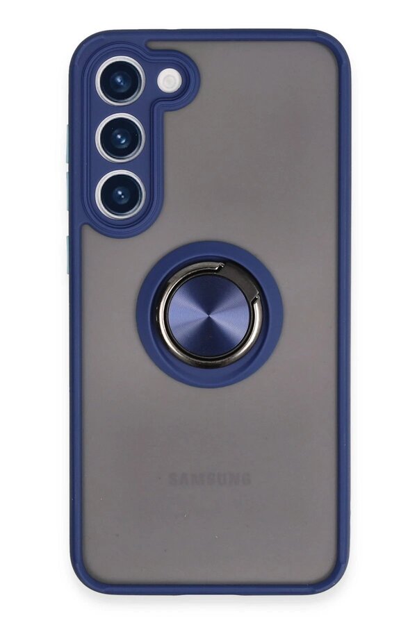 CepteToptan Samsung Galaxy S23 Plus Kılıf Montreal Yüzüklü Silikon Kapak - Lacivert - DROPX1274-3854