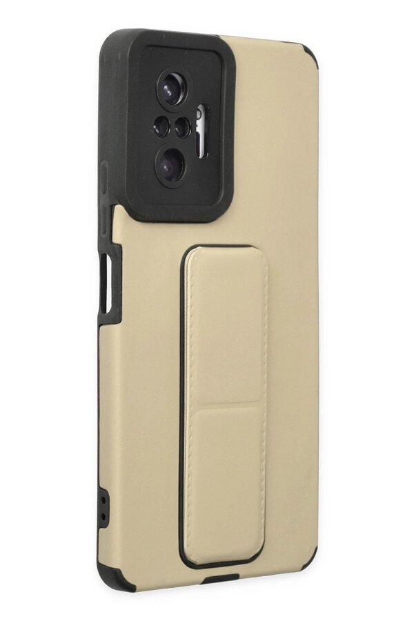 Xi̇aomi̇ Redmi̇ Note 10 Pro Kılıf Mega Standlı Si̇li̇kon - Gold - Dropx7664-8165