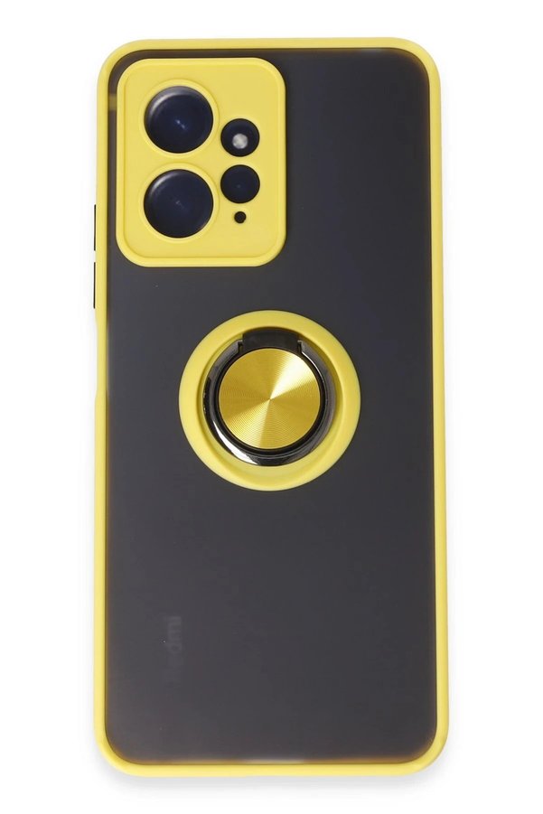 CepteToptan Xiaomi Redmi Note 12 4G Kılıf Montreal Yüzüklü Silikon Kapak - Sarı - DROPX4188-4266