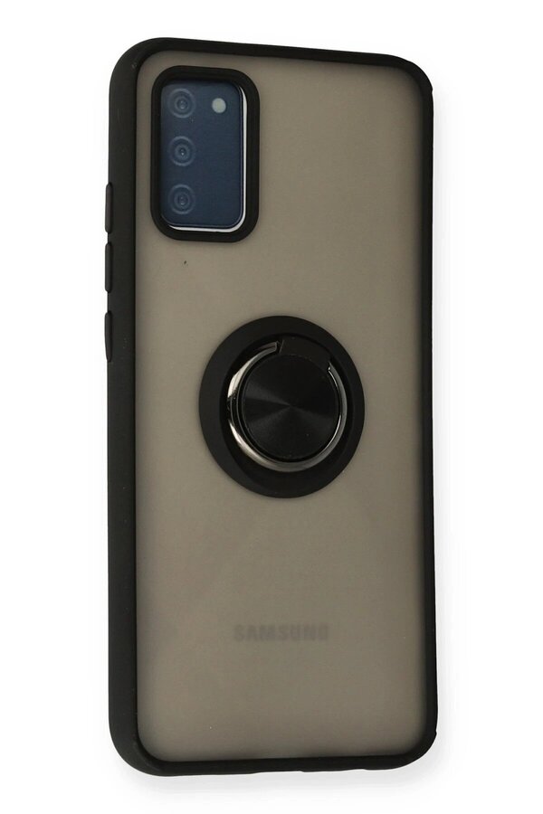 Samsung Galaxy A02S Kılıf Montreal Yüzüklü Si̇li̇kon Kapak - Si̇yah - Dropx8743-2171