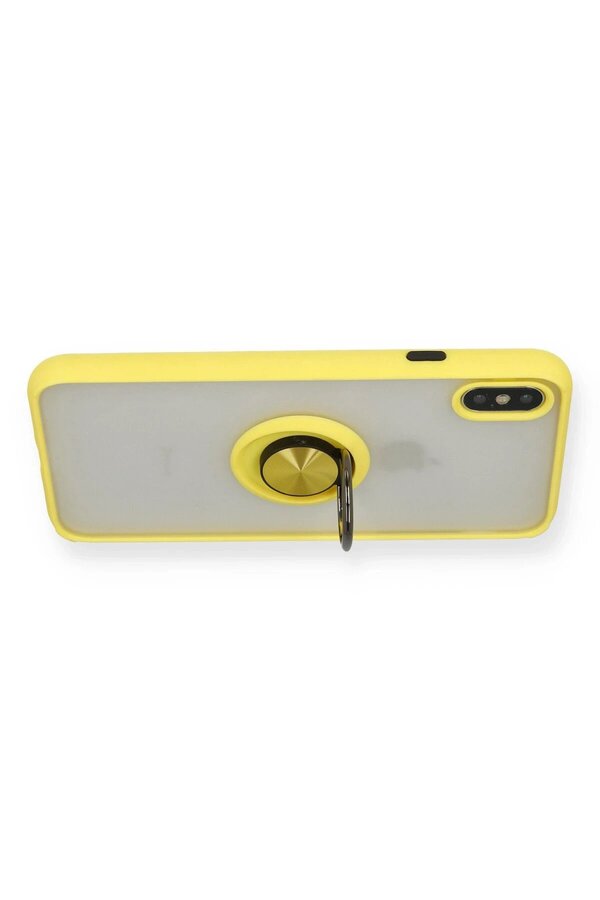 İphone X Kılıf Montreal Yüzüklü Si̇li̇kon Kapak - Sarı - Dropx5510-6018