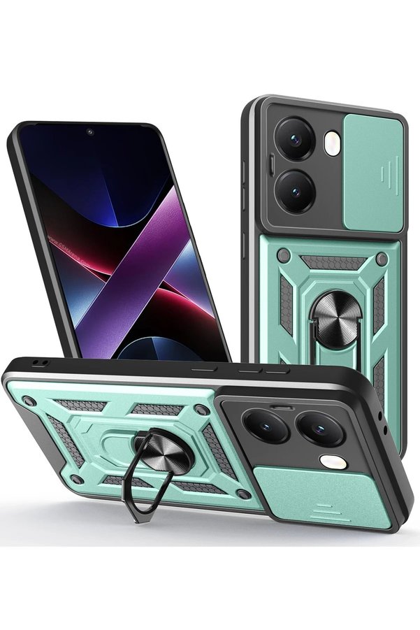 CepteToptan Xiaomi Poco X7 Pro Kılıf Pars Lens Yüzüklü Silikon - Yeşil - DROPX8426-1298