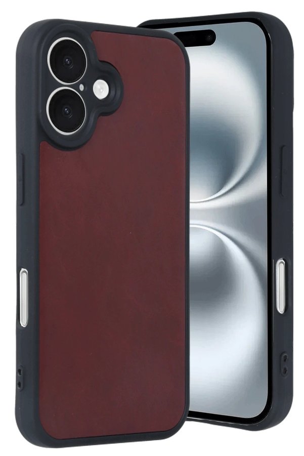 CepteToptan iPhone 16 Kılıf Aras Deri Kapak - Bordo - DROPX7737-1509