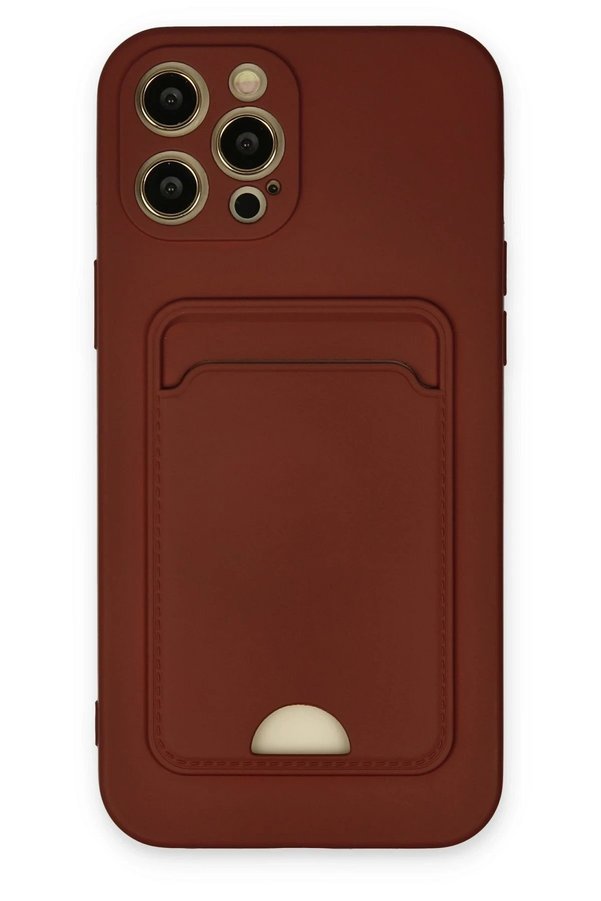 CepteToptan iPhone 12 Pro Max Kılıf Kelvin Kartvizitli Silikon - Bordo - DROPX6109-9772
