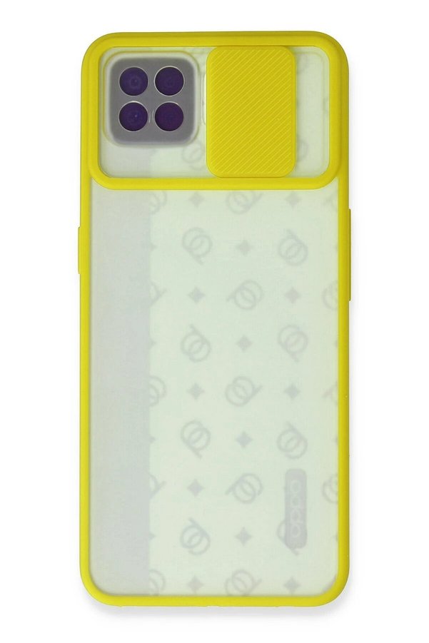 CepteToptan Oppo Reno 4 Lite Kılıf Palm Buzlu Kamera Sürgülü Silikon - Sarı - DROPX9208-7173