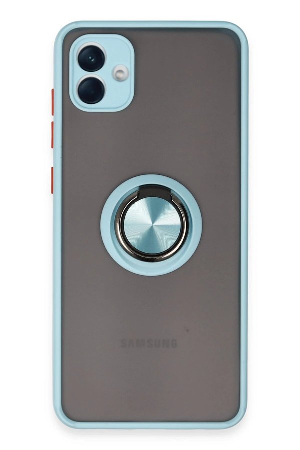 CepteToptan Samsung Galaxy A04 Kılıf Montreal Yüzüklü Silikon Kapak - Buz Mavi - DROPX8461-5528