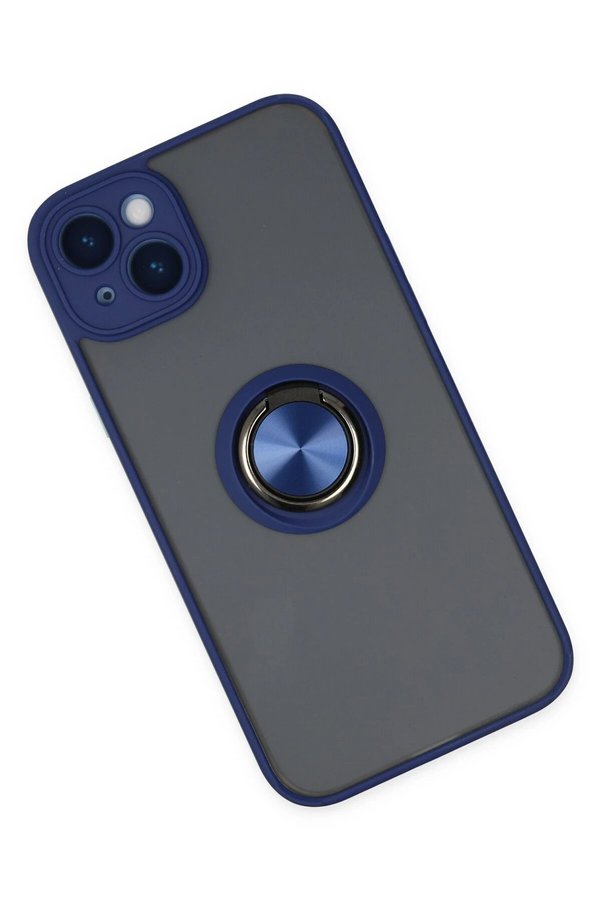 İphone 14 Kılıf Montreal Yüzüklü Si̇li̇kon Kapak - Laci̇vert - Dropx9593-8991