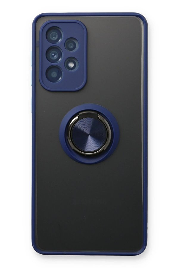 CepteToptan Samsung Galaxy A73 5G Kılıf Montreal Yüzüklü Silikon Kapak - Lacivert - DROPX7479-2914