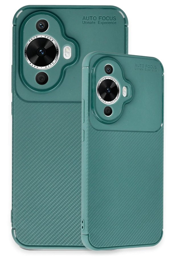 Huawei̇ Nova 12S Kılıf Auto Focus Karbon Kapak - Koyu Yeşi̇l - Dropx3928-9317